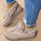 Womens Ankle Moccasin Slippers Winter Warm Loafers Faux Fur Lined Booties Size