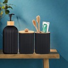 3pcs Bathroom Organizer Accessory Set Soap Dispenser Cotton Jar Holder  Bamboo
