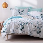  100  Long-staple Cotton Duvet Cover Set Baby Blue Teal Gradient Leaf Pattern 