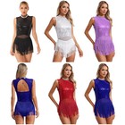 Womens Dancewear Vintage Skirt Modern Leotard Fringe Costume Dancing Dress