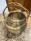 Vintage Large Buttocks 12   x6   x10 25    Hand Woven Splint Egg Gathering Basket