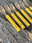 Mcm Vintage Yellow Plastic Flatware 10 Pc 1970s stainless 2 Place Settings    