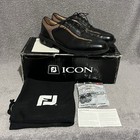 Footjoy Icon Black Leather   Brown Snake Skin Spiked Golf Shoes Men   s 9 5 M -box