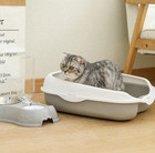 1pc Semi-enclosed Cat Litter Box With Anti-spatter Pedal And Large Space - New