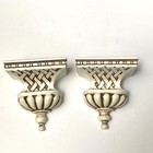 New  2  Carved Wood Basketweave Antique White Corbel Bracket Shelf 6 1 x5 6 x3 7