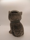 Vintage Lefton Gray Kitten Cat Blue Eyes   Bow Ceramic Bank  1565n
