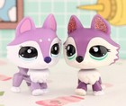 2pcs Pet Shop Lps Wolf Husky 2297 2110 Purple Sparkle Set Toy Figure Kids Gift