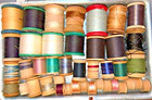 Vintage Lot Of 40  Wooden Thread Spools Crafts Various Brands Full Partial    4 