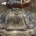 Vtg Wallace Silver Plated 3 Piece Set  Serving Tray And Bottom With Feet W Lid