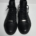Gucci Men   s Black Leather High-top Lace-up Sneakers boots Rubber Sole 423300