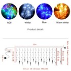 Christmas 96 Led Icicle Falling Rain Curtain Fairy String Lights Outdoor Party