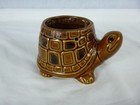 Vtg Mid Century Ceramic Brown Turtle Planter Plant Pot 5  L Japan