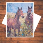 6 Embossed Wild Horses A2 Notecard Set  Floral Meadow Blank Cards With Envelopes