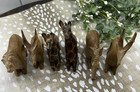 Hand Carved Wooden Footed Safari African Animals Napkin Rings Set Of 6 Unique