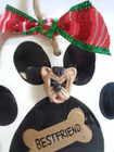 One Of A Kind - Hand Sculpted Yorkshire Terrier Paw Print Glass  X-mas Ornament