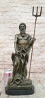 Handmade Poseidon God Of Sea Holding Trident Greek Mythology Statue Bronze