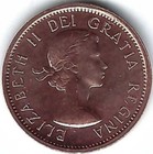 1957 Canadian Uncirculated One Cent Elizabeth Ii Coin 