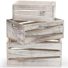 Rustic Wooden Storage Crate Set Nesting Boxes Home Organization Decorative Bins