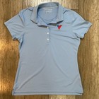Peter Millar Women s Golf Polo Shirt Medium Blue Performance Logo Texas Spf50