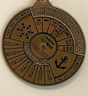 40-year Perpetual Calendar Keychain 1998-2037 Ship Anchor Design Gold Tone