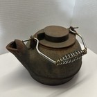 Cast Iron Tea Kettle  30 s Antique  Swing Lid  Bird Spout  Wood Stove Humidifier
