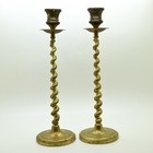 Vintage Brass Candlestick Pair Holders 10 5    Tall Barley Twist Stem
