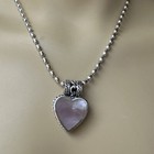 Necklace Heart Pendant Rice Bead 15  Chain Italian Sterling Silver Mop 24 6g