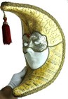 Authentic Large Italian Venetian Moon Mask Handmade In Venice  Italy