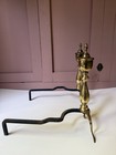 Vintage Brass   Cast Iron Fireplace Andirons Federal Style