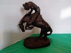 Horse Cowboy Bronco Bucking Rodeo Statue Heavy Metal Bronze Finish Figurine 13 