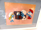 Smurfs Production Animation Cel Of Treasure Smurf   Smurfette Framed