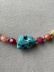 Turquoise Howlite Rainbow Quartz Beads Unisex Necklace 17    Handcrafted