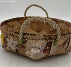 Vintage Woven Wicker Storage Basket With Handle Hexagonal Shape Medium Size 1 Pc