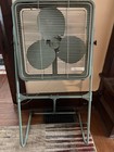 Vintage Lasko Box Fan Aqua Blue Two Speed All Metal Retro On Stand