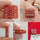 Ancient Etched Carnelian Dzi Bead Square Eye Pattern Red Agate Roman Amulet