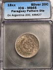 Rare Paraguay 18xx 20 Cents Pattern Die Struck On Argentina 20c Km 27 Icg Ms65