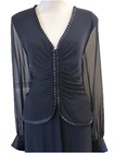 Vintage Patra Navy Blue Long Evening mother Of The Bride Dress Suit - Size 14