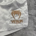 Venum Muay Thai Shorts Mens Medium White Satin Mma Kickboxing Boxing Trunks