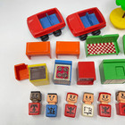 Vintage Playskool 1974 Blockhead Square Little People Familiar Places Lot 23 Pcs