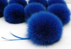 Bright Blue Fur Pompom For Hat  Fur Pom Pom  Fox Gur Pom Pon  Large Furry Ball
