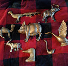 Set Of Vintage Solid Brass Animal Figurines Lot Of 10 Mid Century