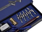 Wooden Pen Calligraphy Set - Dip Pen Gift Writing Case - Black Ink Bottle   G   