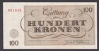  unc  1943 Czechoslovakia - Theresienstadt Ghetto 100 Kronen 021945  004-2 