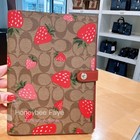 Nwt Coach Notebook In Signature Canvas With Wild Strawberry Print Ch836