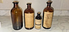 Antique Eli Amber Bottle Lot Cork Tops Apothecary Pharmaceutical Medicinal