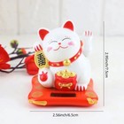 Solar Powered Lucky Beckoning Cat Waving Wealth Figurine For Home Office Decor