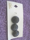 Vintage   3 Leather Buttons On Card plus 4 Metal Embossed Crests   7 Pieces