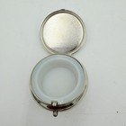 Millefiori Glass Pill Box Round Silver Tone Floral Mosaic Trinket Case