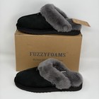 Fanture Cloud 901 Black Grey Sheepskin Memory Foam Slippers Women   s Size 11