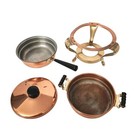 Vintage Copper Brass Chafing Dish Pan Warmer Double Broiler Handles 4 Pc Set  6 
